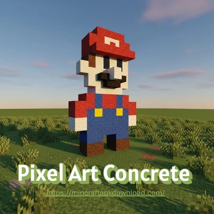pixel art using concrete in minecraft
