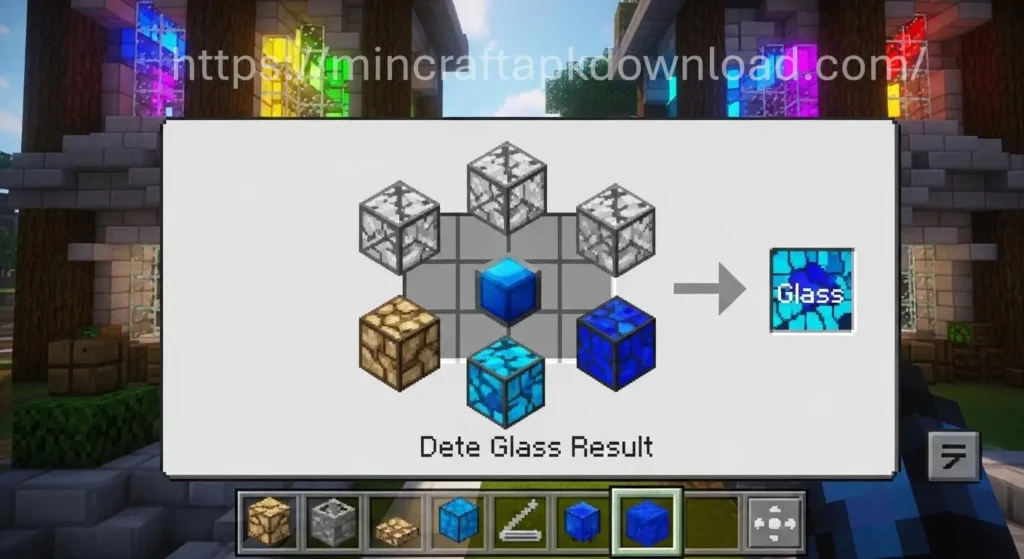 Minecraft stained glass crafting recipe using glass blocks and dye