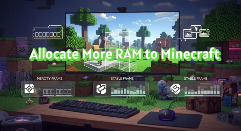 Minecraft gameplay running smoothly with increased RAM allocation