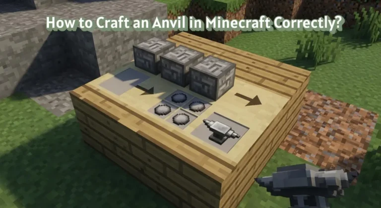 How to craft an anvil in Minecraft using iron blocks and iron ingots placed correctly in the crafting table